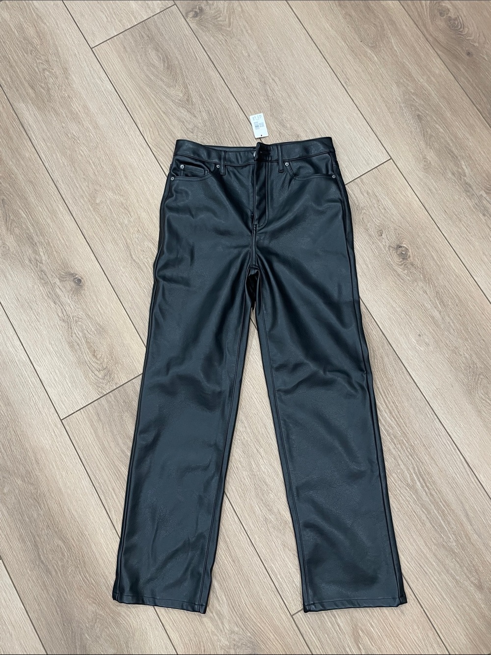 Women’s RW&CO Black Faux Leather Straight-Leg Pants Size 26